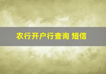 农行开户行查询 短信